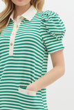 Green Striped SS Dress