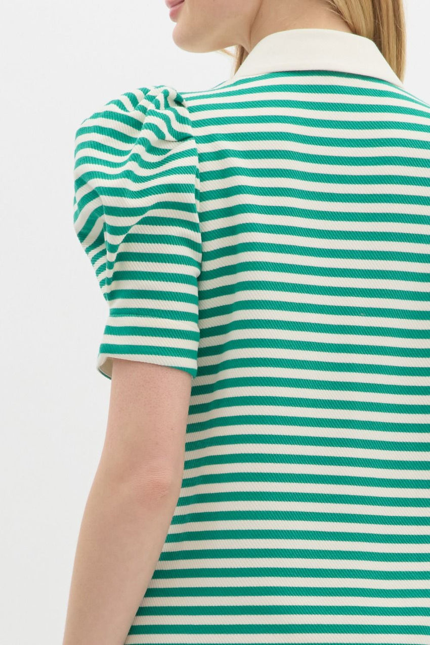 Green Striped SS Dress