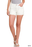 DOP-1493Y Cuffed Hem White Short