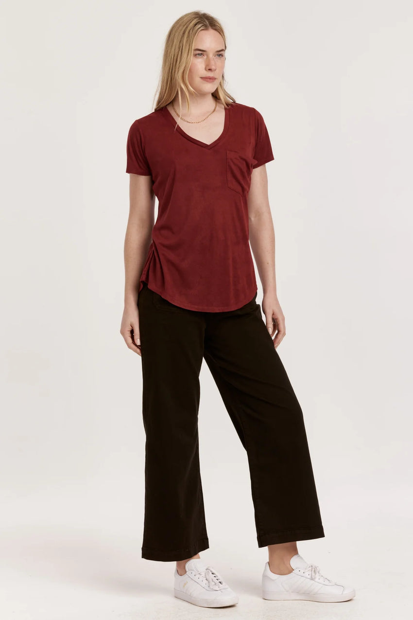 Phoenix Burgundy Suede Pocket Tee