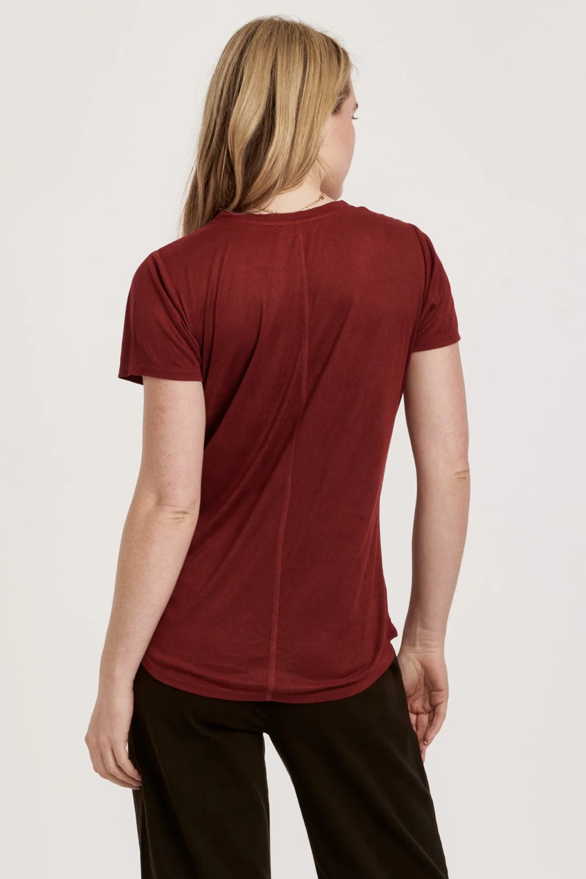Phoenix Burgundy Suede Pocket Tee