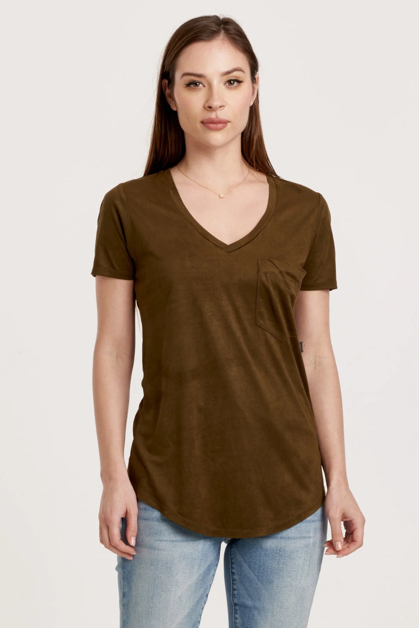 Phoenix Olive Green Suede Pocket Tee