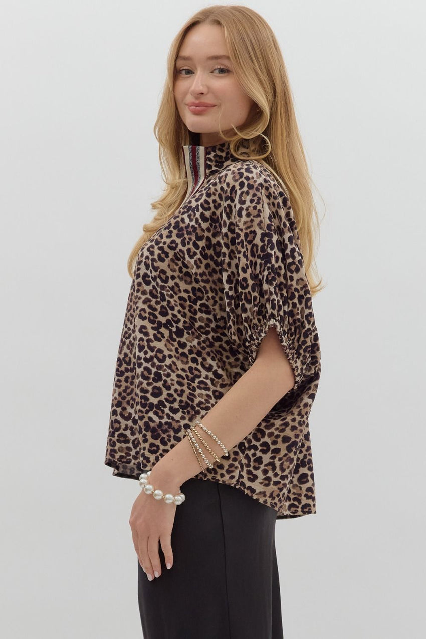 Wine Mocha Animal Print Top