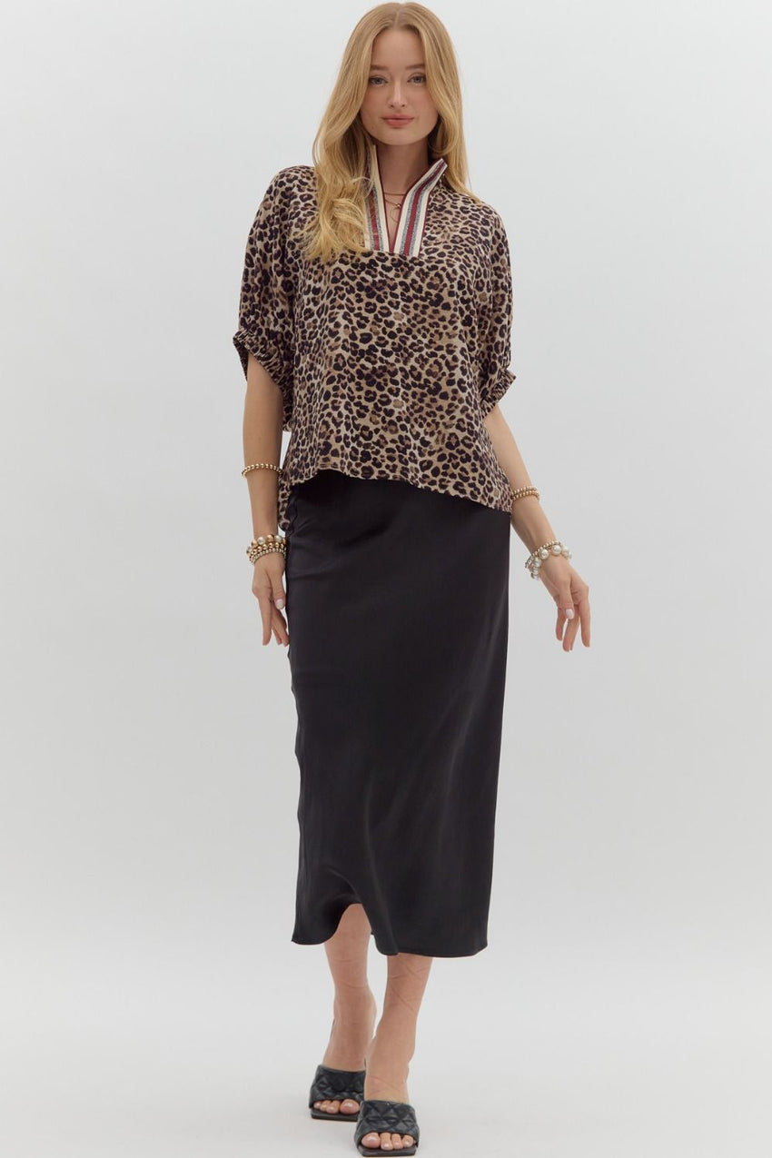 Wine Mocha Animal Print Top