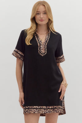 Animal Print Black Dress