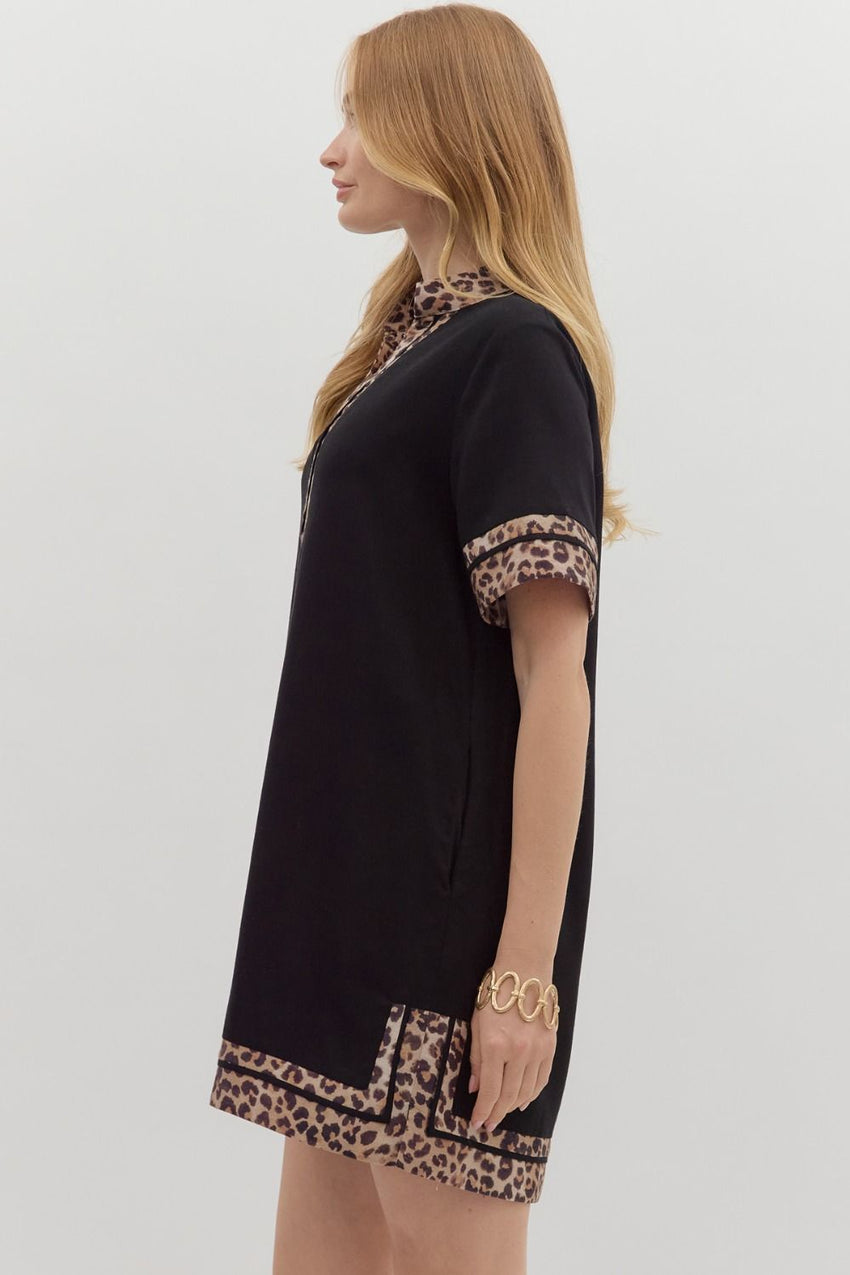 Animal Print Black Dress