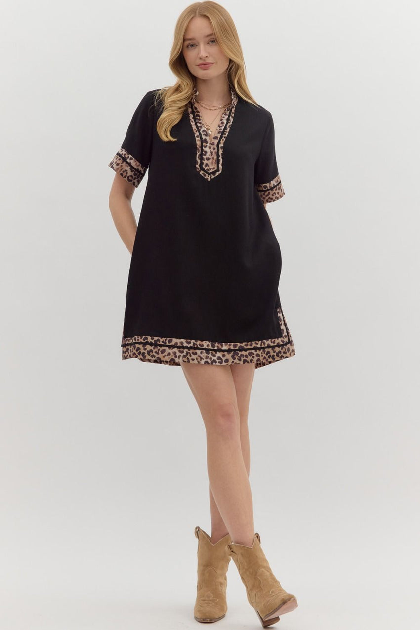 Animal Print Black Dress