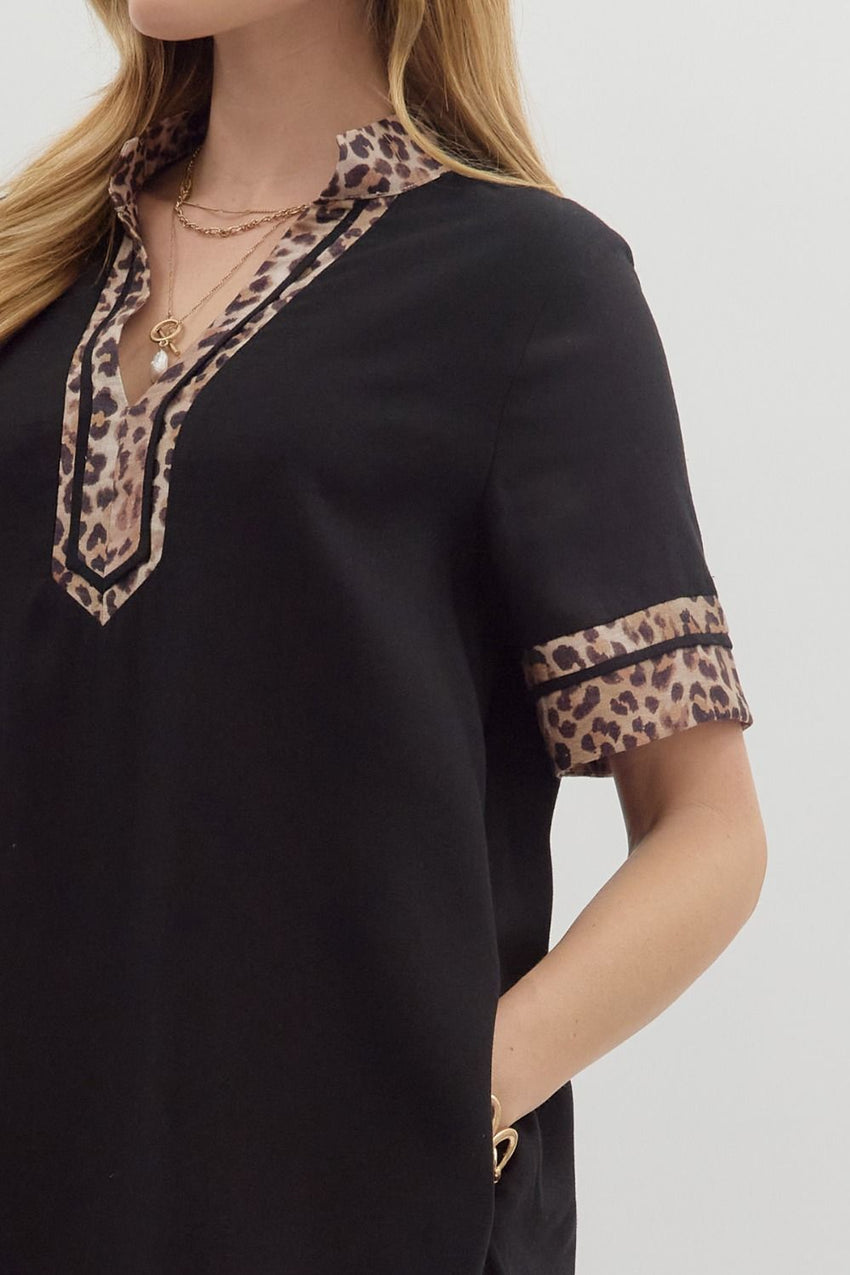 Animal Print Black Dress