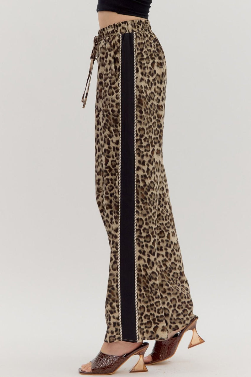 Black Leopard Pull On Pant