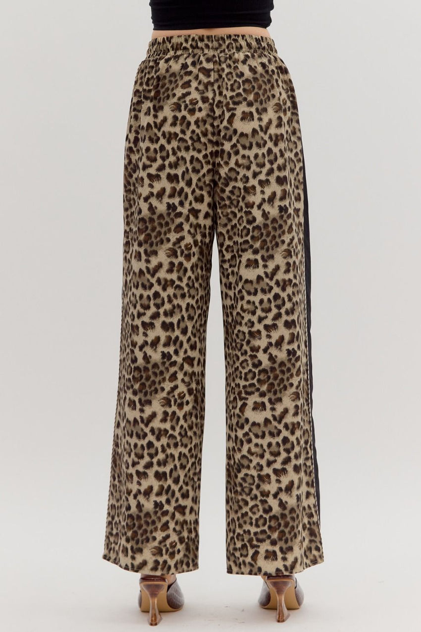 Black Leopard Pull On Pant