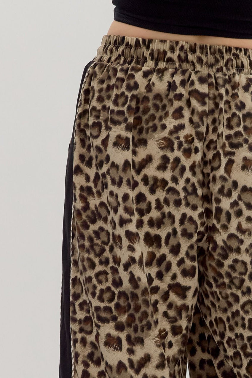 Black Leopard Pull On Pant