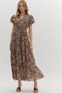 Animal Puff SS Maxi Dress