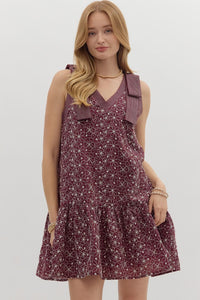 Burgundy Print Dress