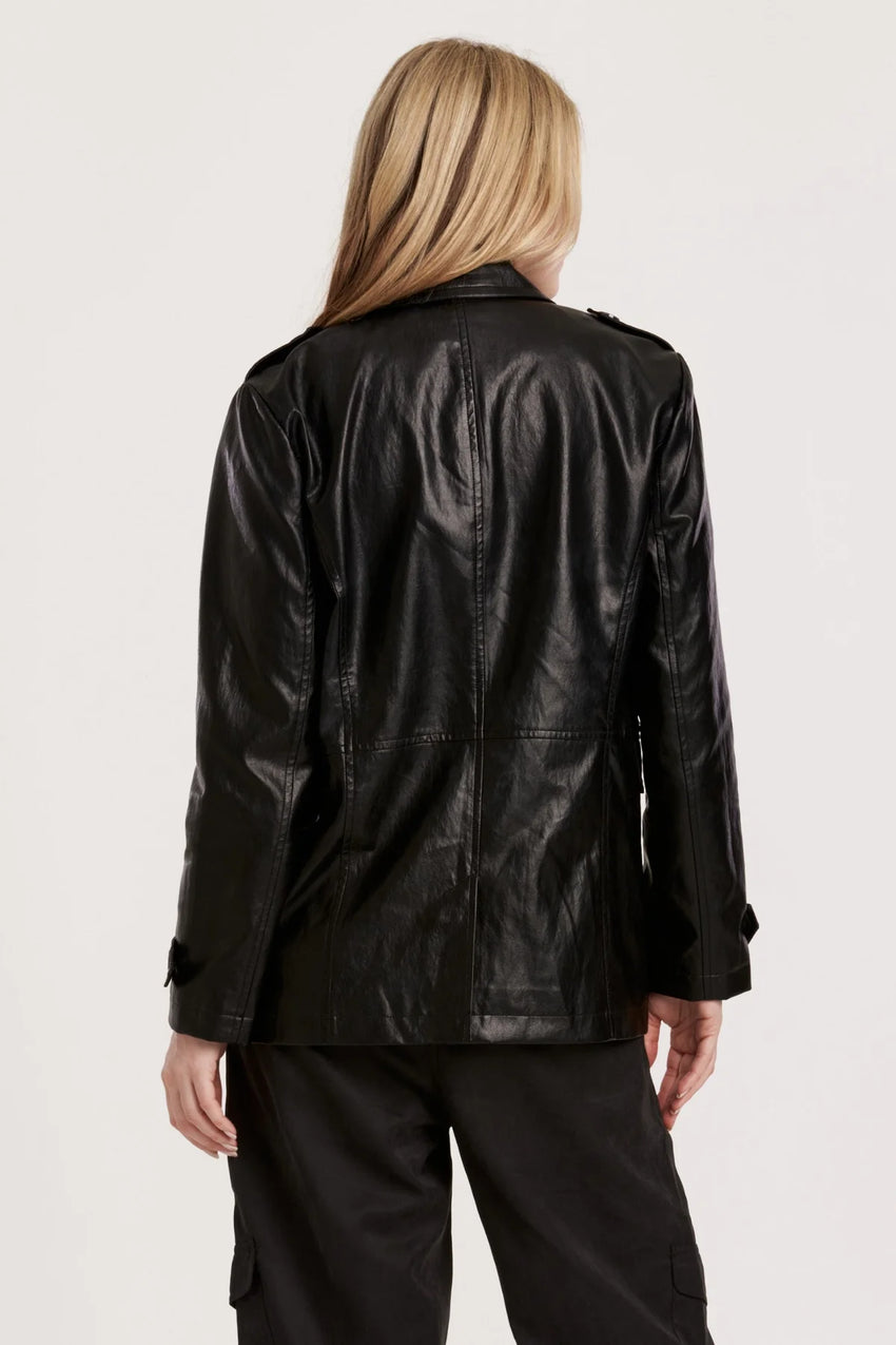 Amira Black Leather Trench