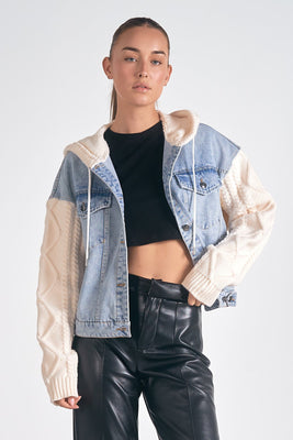Serena Denim/Cream Hoodie Jacket