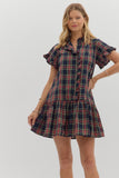 Navy Plaid Dress
