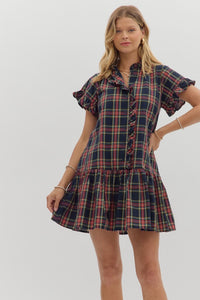 Navy Plaid Dress