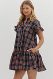 Navy Plaid Dress
