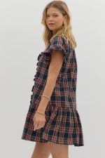Navy Plaid Dress