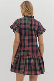 Navy Plaid Dress