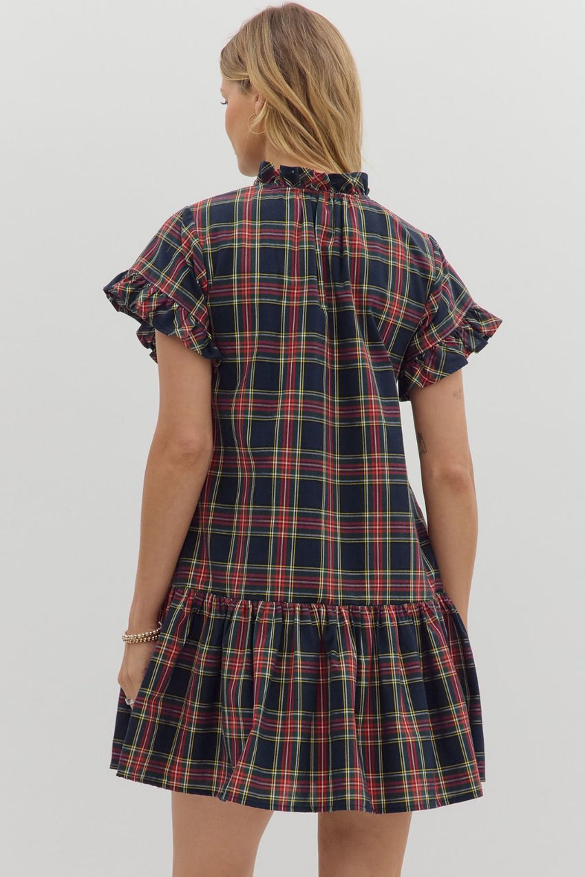 Navy Plaid Dress