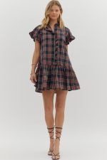 Navy Plaid Dress