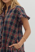 Navy Plaid Dress