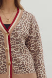 Camel Cheetah W/Pink Trim Cardigan