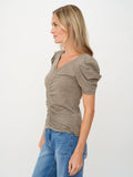 SF3659 Army Green Ruched Tee