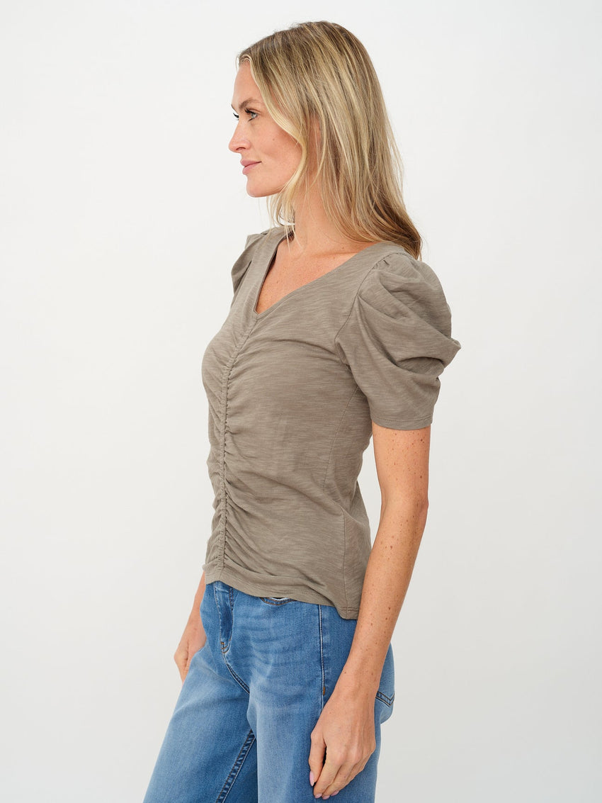 SF3659 Army Green Ruched Tee