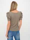 SF3659 Army Green Ruched Tee