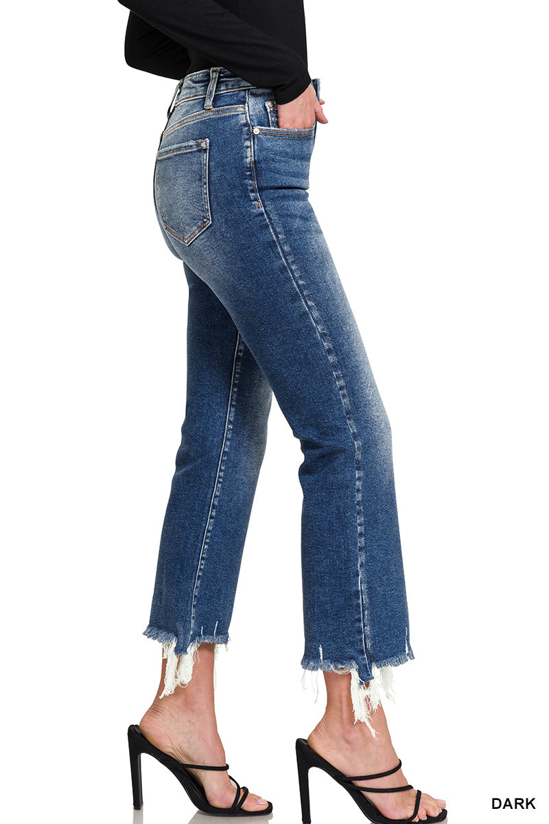 DNP1646DD Kick Crop Flare Denim