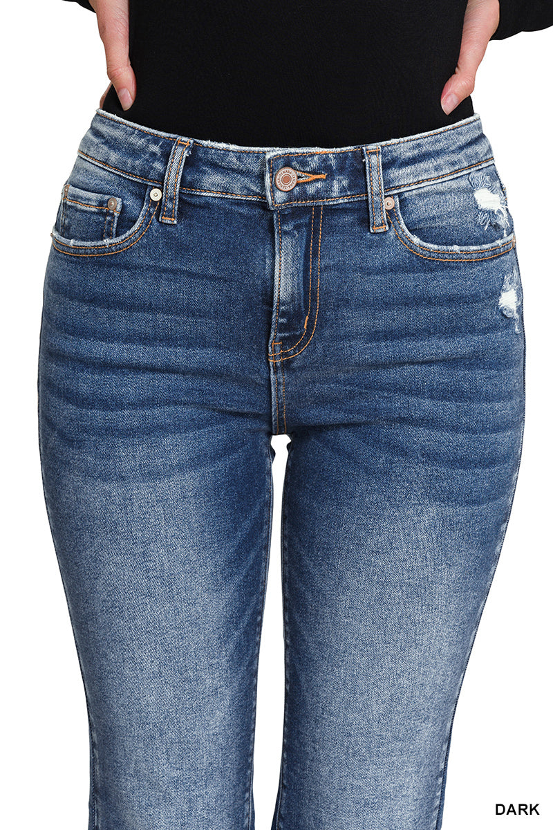 DNP1646DD Kick Crop Flare Denim