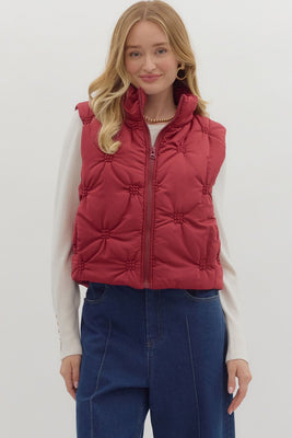 J28120 Burgundy Puffer Vest
