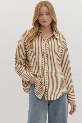T27667 Brown Textured Blouse