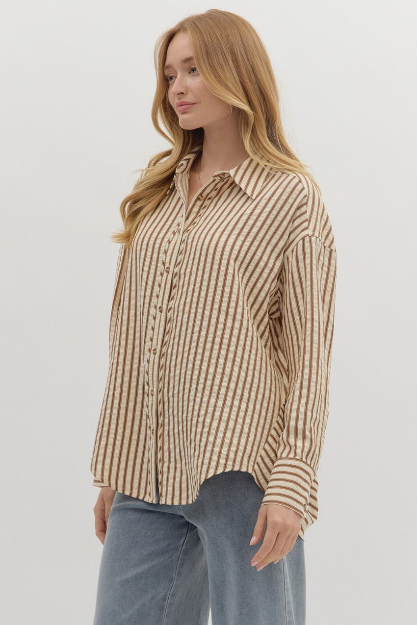 T27667 Brown Textured Blouse