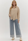 T27667 Brown Textured Blouse