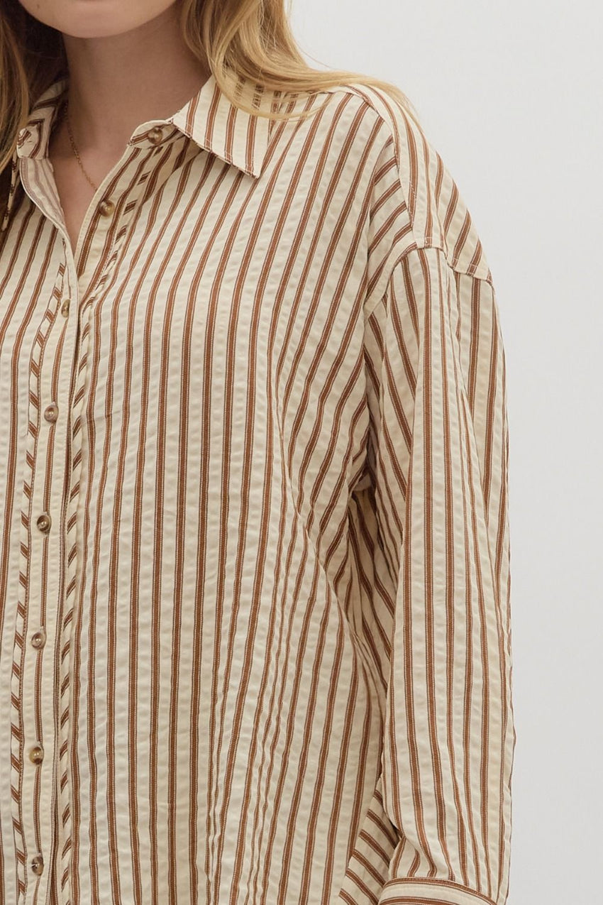 T27667 Brown Textured Blouse