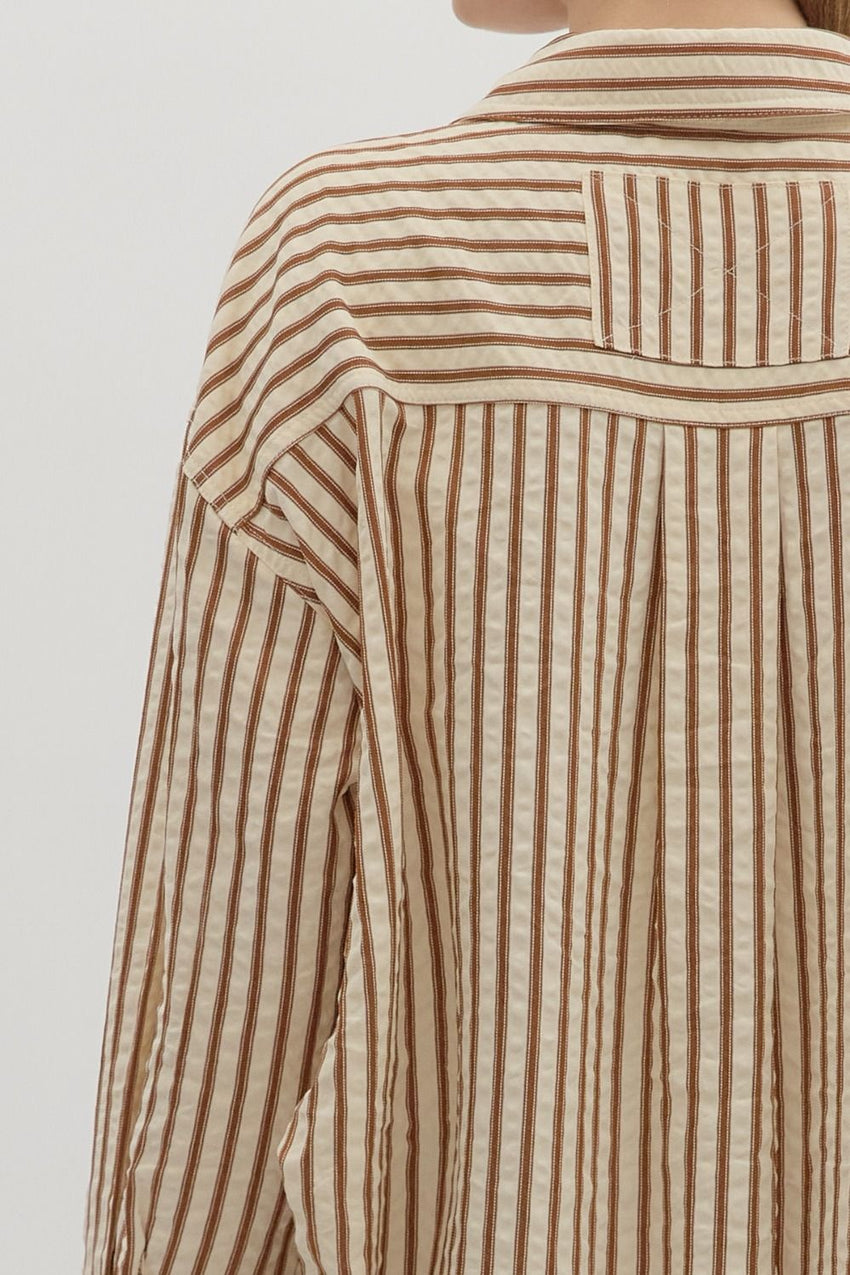 T27667 Brown Textured Blouse