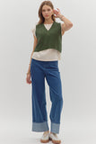 T27995 Olive Pullover V-neck