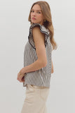 T27656 Black Stripe Flutter Sleeve