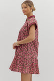 D27956 Wine Abtract Mini Dress
