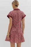 D27956 Wine Abtract Mini Dress