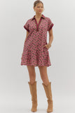D27956 Wine Abtract Mini Dress