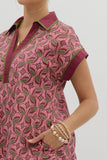 D27956 Wine Abtract Mini Dress