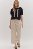 T28485 Black Floral Knit Sweater