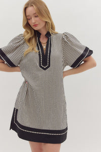 Sear Sucker Black Stripe Dress