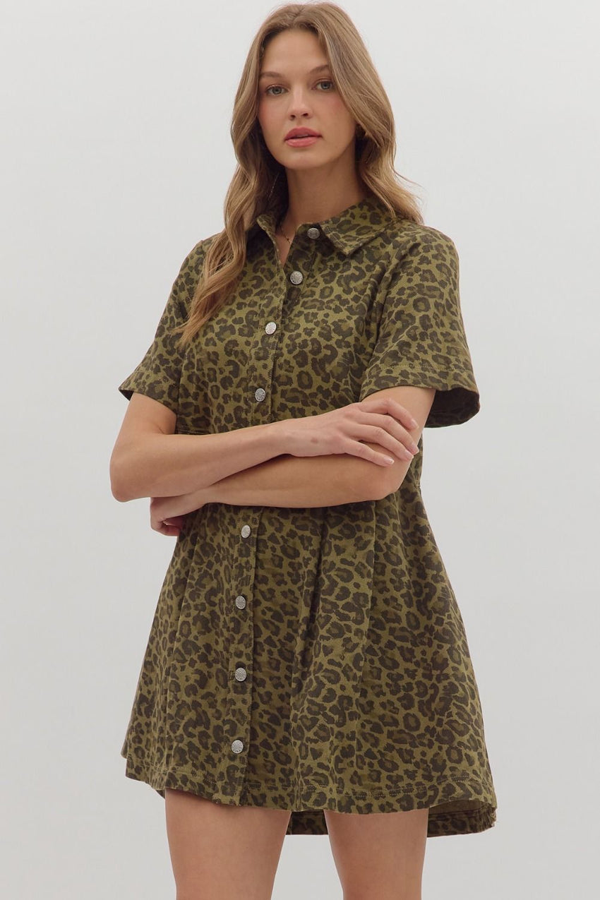 Olive Leopard Denim