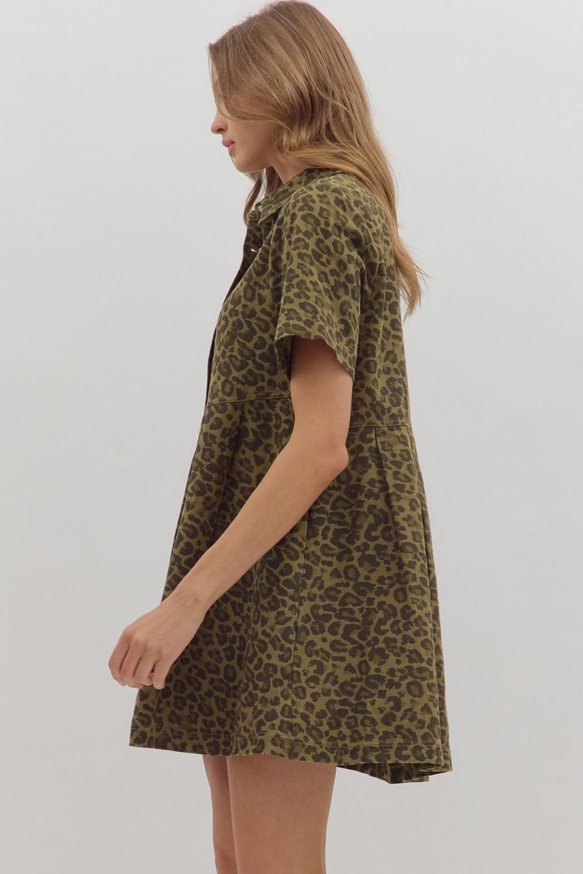 Olive Leopard Denim