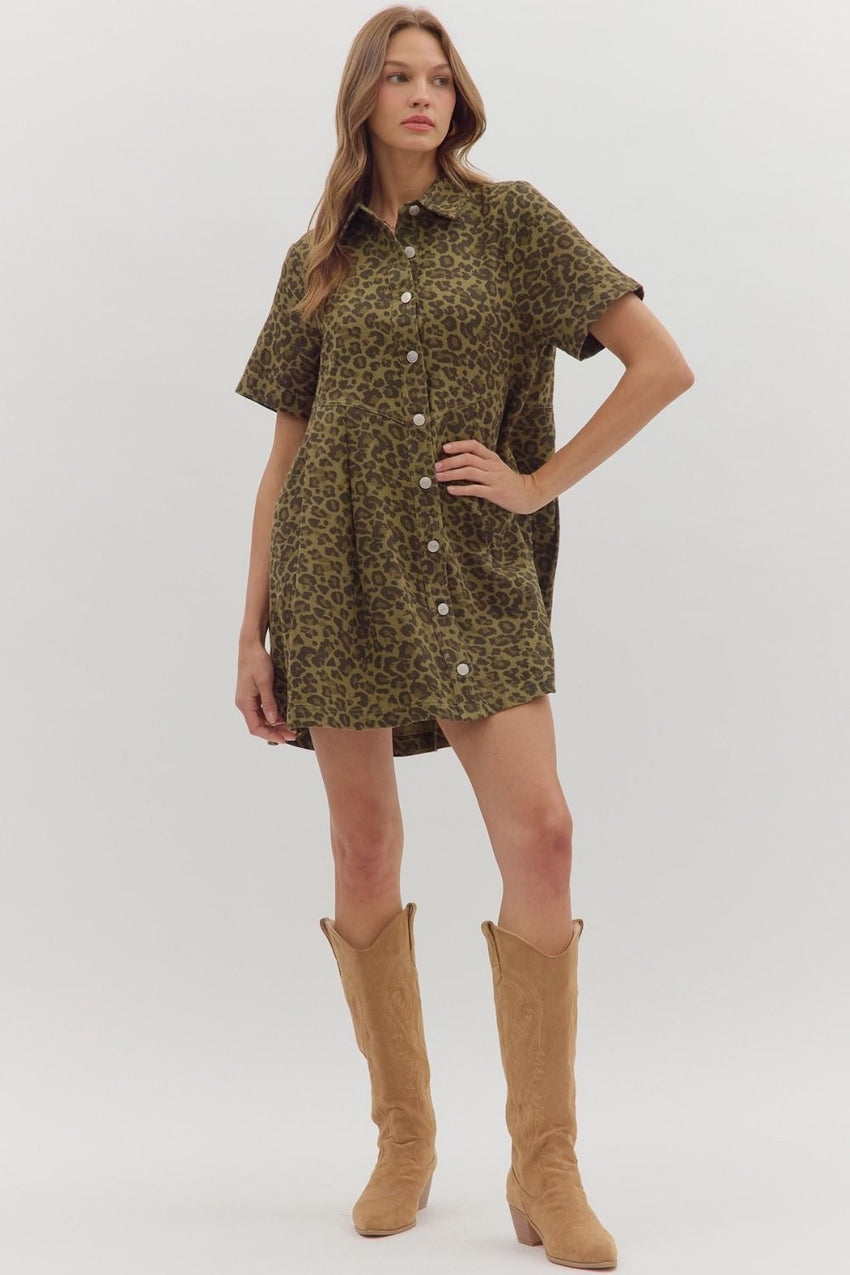 Olive Leopard Denim